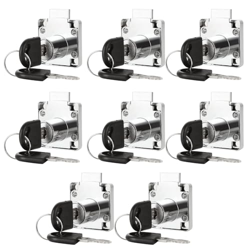 JMIATRY 8 Stück Möbelschloss 32mm, Schrankschloss mit Schlüssel, Schloss für Schrank, Kleiderschrank, Schreibtisch, Schubladen von JMIATRY