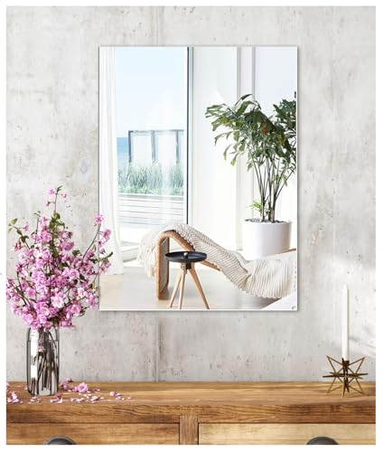 JMITHA 40x30cm Spiegel Wandaufkleber Spiegelfliesen Selbstklebend Wandspiegel Selbstklebender HD Glas Dekorative Wandspiegel Rahmenlos Badezimmerspiegel ohne Bohren Badspiegel Rechteckig Wand Spiegel von JMITHA