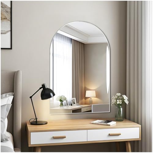 JMITHA Bogen Wandspiegel Oval Badspiegel ohne Rahmen, Rundbogen Spiegel Ovaler Wandspiegel 60 x 40 cm für Schlafzimmer Kommode, Eingangsbereich, Wohnzimmer von JMITHA