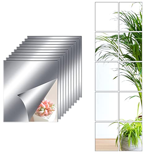 JMITHA Selbstklebende Fliesenspiegel 10 Stück 15x23cm Spiegelfliesen Selbstklebend 2mm HD DIY Acrylic Wandspiegel Klebespiegel Wanddekoration Spiegel Zum Aufkleben Klebespiegel für die Wand von JMITHA