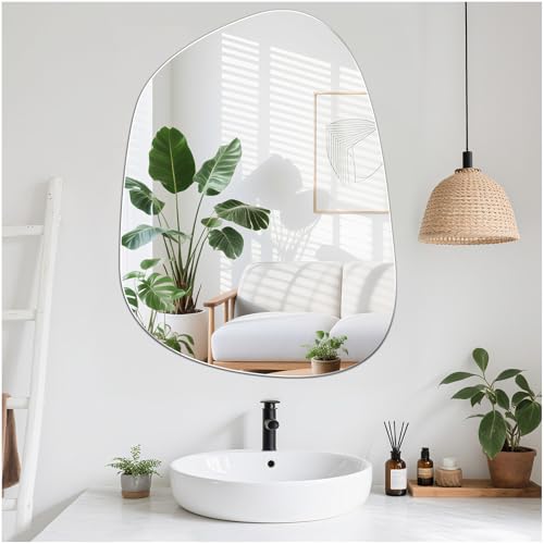 JMITHA Spiegel Asymmetrisch 60 x 45 cm Dekorative Wandspiegel Moderner Organischer Asymmetrischer Spiegel ohne Rahmen Glas HD für Bad Wohnzimmer Flur Schminktisch von JMITHA