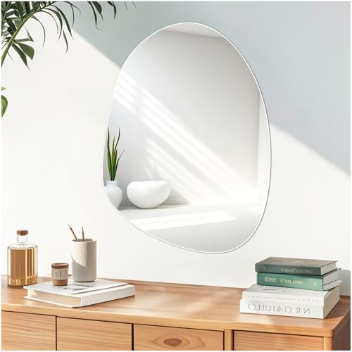JMITHA Spiegel Asymmetrisch Asymmetrischer Spiegel ohne Rahmen 60x45cm HD Glas Dekorative Wandspiegel Unregelmäßiger für Wohnzimmer Schlafzimmer Badezimmer von JMITHA