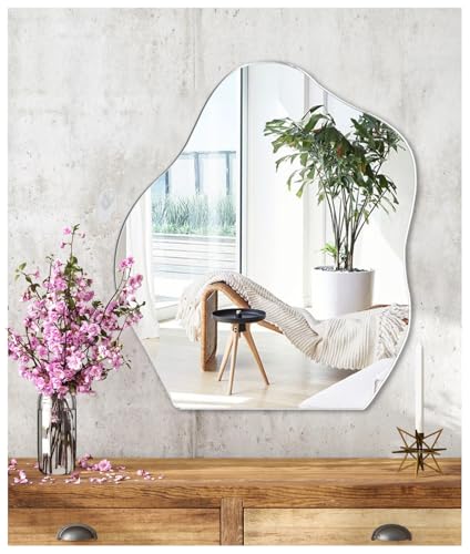 JMITHA Wandspiegel Asymmetrisch Spiegel Asymmetrisch Dekorative Wandspiegel Asymmetrischer Spiegel Spiegelfliesen Selbstklebend Badezimmerspiegel HD Glas Tischspiegel von JMITHA
