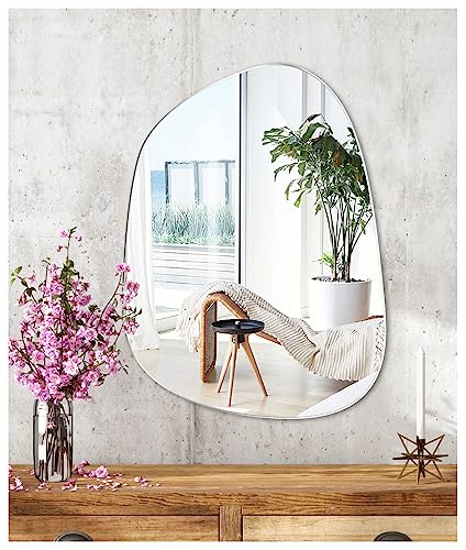 JMITHA Wandspiegel Asymmetrisch Spiegel Asymmetrisch Dekorative Wandspiegel Asymmetrischer Spiegel Spiegelfliesen Selbstklebend Badezimmerspiegel HD Glas Tischspiegel von JMITHA