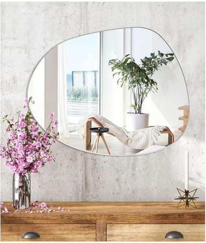 JMITHA Wandspiegel Asymmetrisch Spiegel Asymmetrisch Dekorative Wandspiegel Asymmetrischer Spiegel Spiegelfliesen Selbstklebend Badezimmerspiegel HD Glas Tischspiegel von JMITHA