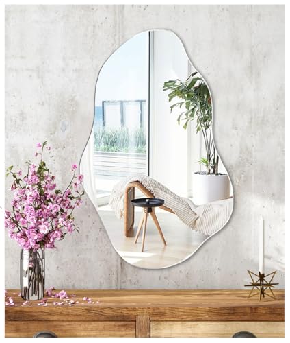 JMITHA Wandspiegel Asymmetrisch Spiegel Asymmetrisch Wandspiegel Selbstklebend Asymmetrischer Spiegel Badezimmerspiegel HD Glas Tischspiegel von JMITHA