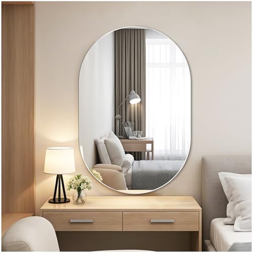 JMITHA Wandspiegel Oval ohne Rahmen Spiegel 40x60 cm Bad Spiegel Wand Montierbar Gewölbter Spiegel Bogen Wandspiegel Oval für Schlafzimmer, Eingang, Badezimmer, Wohnzimmer JMITHA Wandspiegel Oval ohne Rahmen Spiegel 40x60 cm Bad Spiegel Wand Montierbar Gewölbter Spiegel Bogen Wandspiegel Oval für Schlafzimmer, Eingang, Badezimmer, Wohnzimmer von JMITHA