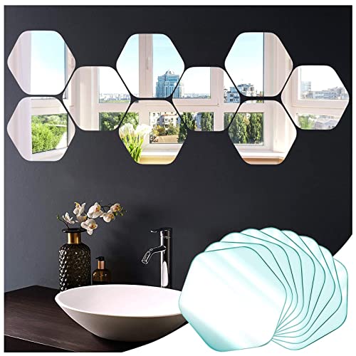 JMITHA Wandspiegel Selbstklebend 20cm, 9 Stück HD Glas Spigel Wanddeko Spiegelfliesen Selbstklebend Klebespiegel für Die Wand Spiegel Wandaufkleber Kleine Spiegel Mirror Sticker von JMITHA