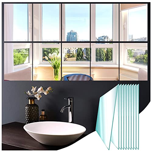 JMITHA Wandspiegel Selbstklebend 23 * 15cm, 10 Stück HD Glas Spigel Wanddeko Spiegelfliesen Selbstklebend Klebespiegel für Die Wand Spiegel Wandaufkleber Kleine Spiegel Mirror Sticker von JMITHA