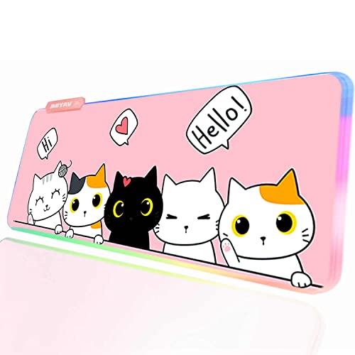 JMIYAV Cartoon Cat Kawaii RGB Gaming Mauspad Led Erweiterte Groß Cute Schreibtischunterlage Rutschfester Gummi XL Pink Gaming Mousepad Großes Mouse Pad Rosa Mouse Mat für Gamer 800x300 mm JMIYAV Cartoon Cat Kawaii RGB Gaming Mauspad Led Erweiterte Groß Cute Schreibtischunterlage Rutschfester Gummi XL Pink Gaming Mousepad Großes Mouse Pad Rosa Mouse Mat für Gamer 800x300 mm von JMIYAV