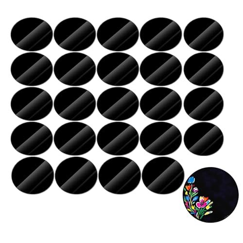 JMNHSOA 25 Stück Acrylplatte Schwarz,5cm Plastikplatte Acrylglas Kunststoffplatte,Rund Acrylscheiben für Weihnachtsschmuck Vinylmalerei Gravur,Hochzeit und DIY Handwerk. von JMNHSOA