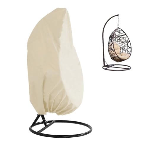 Hängesessel Abdeckung Anti-UV-wasserdichter Rattan-Sitzbezug, Gartengeflecht, for Aufhängen, Eierstuhl, Schaukel, Terrasse, Korbgeflecht, Schaukelsitzbezug, Heim-Hänge-Organizer(Beige 190x115cm) von JMORCO
