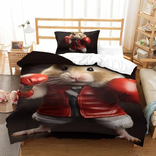 JMORCO Boxen Tier Bedding 3D Bettbezug Dreiteiliger,mit Kissenbezug,Mikrofaser Wildtiere Bettbezug Set Bettwäsche Mit Reißverschluss Für Erwachsene Single（135x200cm） von JMORCO