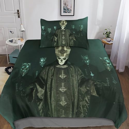 JMORCO Ghost B.C Bedding 3D Bettbezug Dreiteiliger,mit Kissenbezug,Mikrofaser Sänger Star Bettbezug Set Bettwäsche Mit Reißverschluss Für Erwachsene Single（135x200cm） von JMORCO