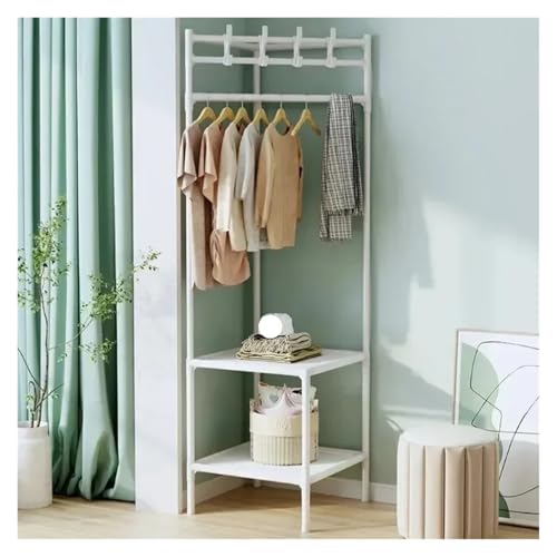 JMORCO Kleiderständer Schlafzimmer Eckkleiderständer Standkleiderständer Nachttisch Kleidergarderoben Einfaches Standregal for den Haushalt(White 2 Layers) von JMORCO