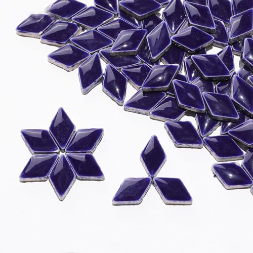 Mosaiksteine 100 g rautenförmige Keramik-Mosaikfliesen, mehrfarbige geometrische Mosaikfliesen, DIY-Mosaikherstellungssteine ​​für Handwerk, Kunst, Dekoration (Color : Blue) von JMORCO