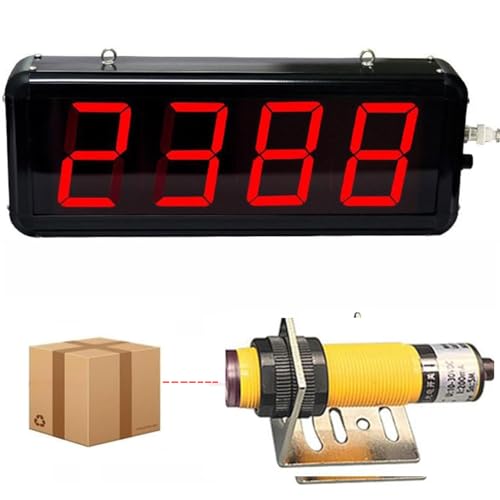 JMOUZHG Digitaler Zähler mit Infrarot-Sensor - Zähler bis 9999 Plus Minus Funktion ideal für Produktionslinien - 4-stellige rote LED-Anzeige JMOUZHG Digitaler Zähler mit Infrarot-Sensor - Zähler bis 9999 Plus Minus Funktion ideal für Produktionslinien - 4-stellige rote LED-Anzeige von JMOUZHG