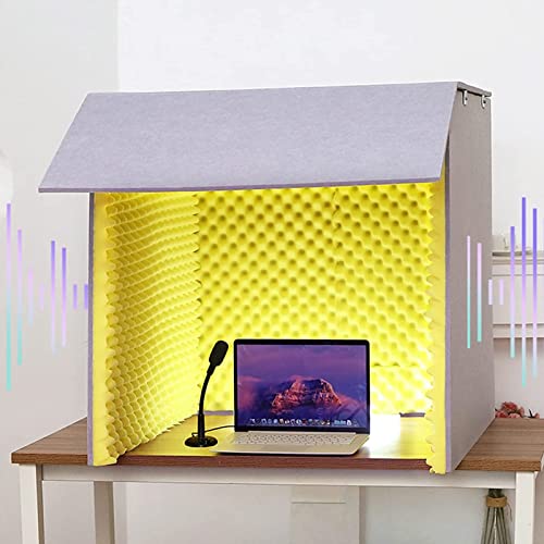 JMOUZHG Schalldichte Schreibtisch-Trennwand, 60 cm, tragbares Studio-Gehäuse zur Geräuschreduzierung in Haus und Schlafzimmer, Gelb von JMOUZHG