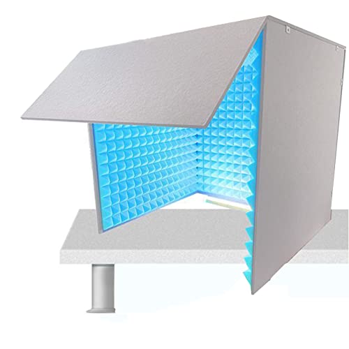 JMOUZHG Soundproof Booth Tragbares Studio-Gehäuse für Musikstudio, Schlafzimmer, Zuhause, 60 cm, Desktop-Trennwand mit oberer Platte zur Rauschunterdrückung (Cyan) von JMOUZHG