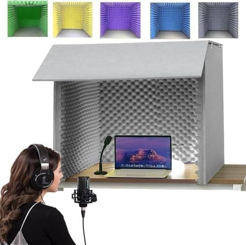 JMOUZHG Tragbare, schalldichte Kabine, 80 cm, schalldichte Abdeckung, selbstgemachte Soundbox-Box, für Heimstudio, Musikaufnahmen (grau) von JMOUZHG