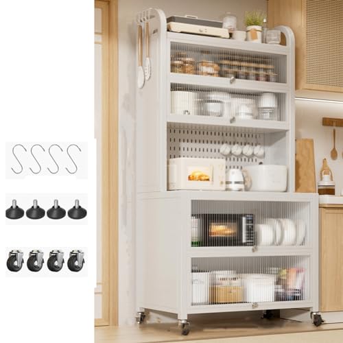JMOZHCD Arbeitsplatten-Küchenschrank mit Fußstütze, Schlafzimmer-Hochschrank mit Tür, 4/5/6-stufiges Lagerregal mit Gitterplatte zur Aufbewahrung von Geschirr (60cm 6 Tier) von JMOZHCD