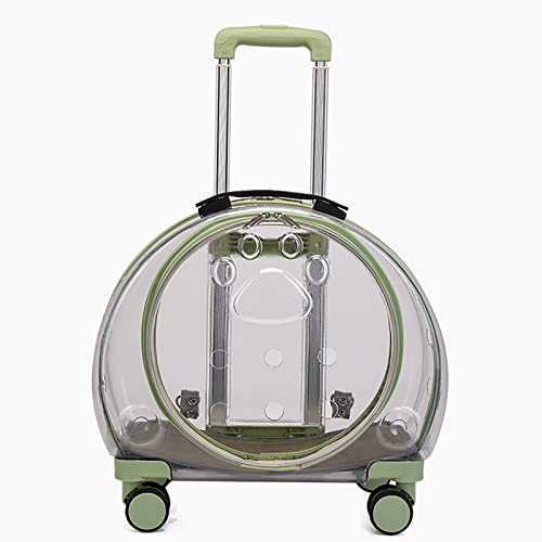 JMOZHCD Haustier-Rollträger, Haustier-Trolley, tragbare transparente Katzentasche mit Rädern, Rucksackträger mit Rädern, rollender Haustierträger-Rucksack (Pink a) von JMOZHCD