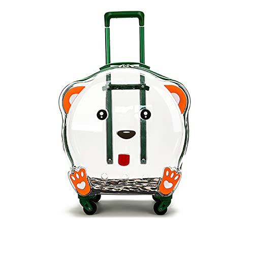 JMOZHCD Haustier-Transporttasche, Haustier-Tasche, Trolley-Koffer mit leisen Rädern, leicht, mit Aufklebern, frei atmende Hunde-Reisetasche, Outdoor, atmungsaktiv (Green) von JMOZHCD