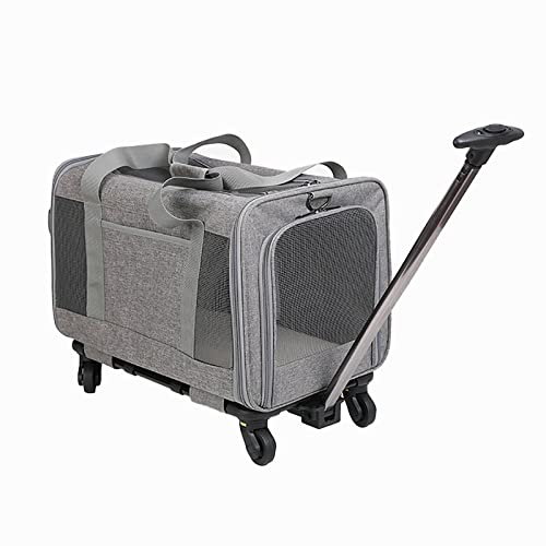 JMOZHCD Haustier-Trolley, Rollträger mit abnehmbaren Rädern, Reisetasche für kleine und mittelgroße Hunde und Katzen, Faltbare, atmungsaktive Handtasche von JMOZHCD