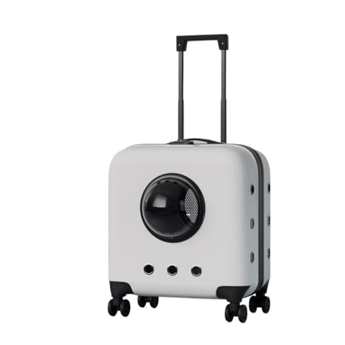 JMOZHCD Haustiergepäck, Haustier-Kinderwagen mit Rädern, rollbarer Haustierwagen, atmungsaktives und bequemes Haustiergepäck für Flugcamping im Freien (White) von JMOZHCD