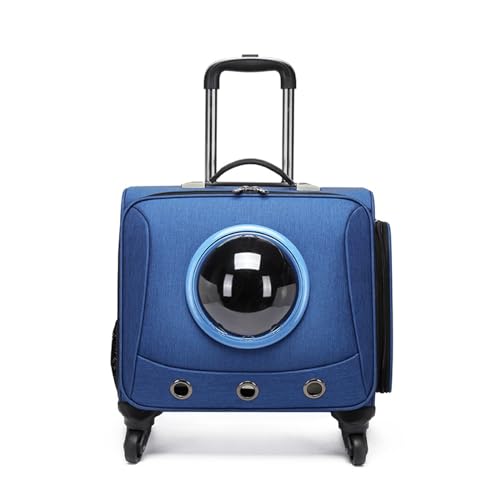 JMOZHCD Haustiergepäck, rollende Haustiertrage, multifunktionaler Haustierrucksack mit 4 Rädern, atmungsaktive Haustiertrage für Reisen/Spaziergänge/Ausflüge zum Tierarzt (Blue) von JMOZHCD