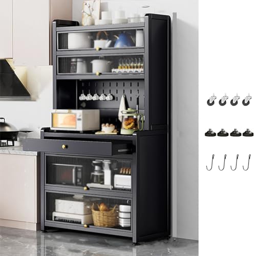 JMOZHCD Küchenlagerschränke, Küchenschränke mit Arbeitsplatten und Schubladen zur Lebensmittelaufbewahrung, Küchenbäckereiregal mit offener Arbeitsplatte (Grey 80cm) von JMOZHCD