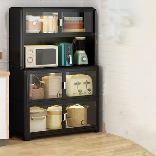 JMOZHCD Küchenschränke mit Arbeitsplatten zur Lebensmittelaufbewahrung, Küchenschrank-Aufbewahrungsregale mit Türen, Küchenbäckereiregal mit Aufbewahrungskaffeebar (Black 60cm) von JMOZHCD