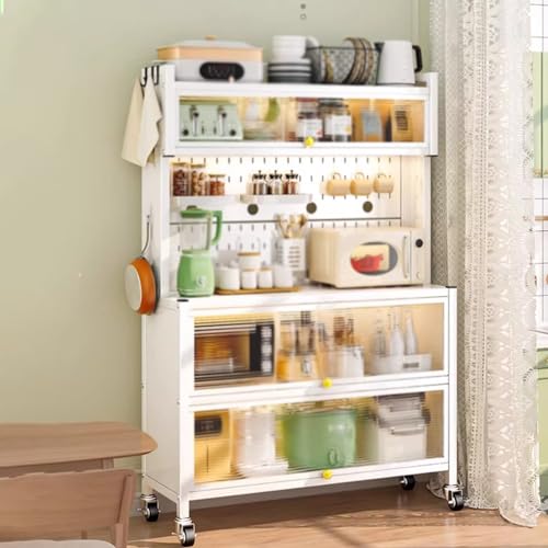 JMOZHCD Küchenschrank mit Arbeitsplatte, Küchenschrank mit offener Tür, Arbeitsplatte, transparentes Klappschalter-Türdesign (One Color 102cm) von JMOZHCD