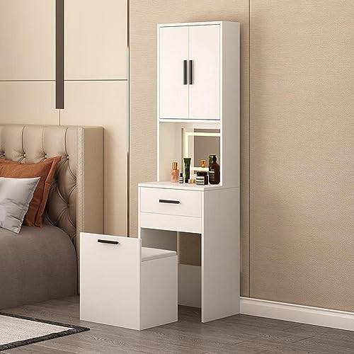 JMOZHCD Moderner und minimalistischer multifunktionaler Schminktisch-Aufbewahrungsschrank. Integrierter, Leichter, luxuriöser, ultraschmaler Schlafzimmer-Aufbewahrungsschrank (B 50cm) von JMOZHCD