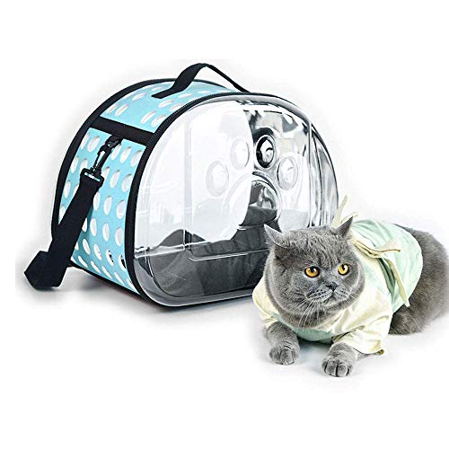 JMOZHCD Pet Capsule Pet Carrier Welpenrucksack, tragbare Reisetransporttasche für Katzen und Hunde, atmungsaktiver transparenter Kapseltierrucksack (Blue Large) von JMOZHCD