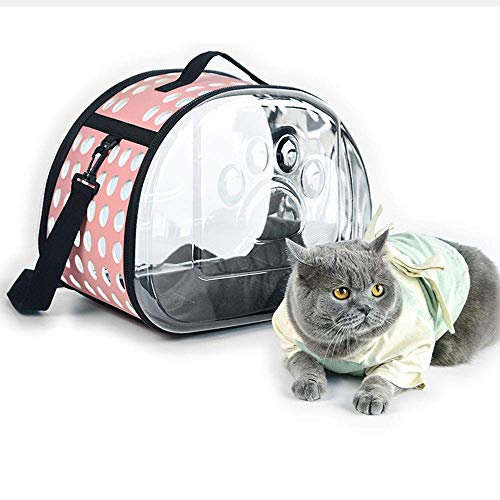 JMOZHCD Pet Capsule Pet Carrier Welpenrucksack, tragbare Reisetransporttasche für Katzen und Hunde, atmungsaktiver transparenter Kapseltierrucksack (Pink Large) von JMOZHCD