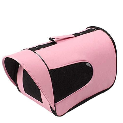 JMOZHCD Pet Space Capsule Haustiertasche, tragbar, faltbar, Handtasche, Netzgewebe, atmungsaktiv, geeignet für Hunde und Katzen, Reisen, tragbar, geeignet für den Außenbereich (Light Pink Large) von JMOZHCD
