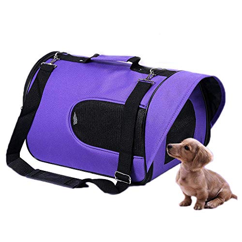 JMOZHCD Pet Space Capsule Haustiertasche, tragbar, faltbar, Handtasche, Netzgewebe, atmungsaktiv, geeignet für Hunde und Katzen, Reisen, tragbar, geeignet für den Außenbereich (Purple Large) von JMOZHCD