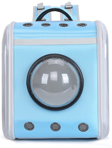 JMOZHCD Quadratischer transparenter Raumabdeckungs-Haustierrucksack, atmungsaktive transparente Tasche, tragbare Tasche, geeignet für Hunde und Katzen zum Reisen (Blue) von JMOZHCD