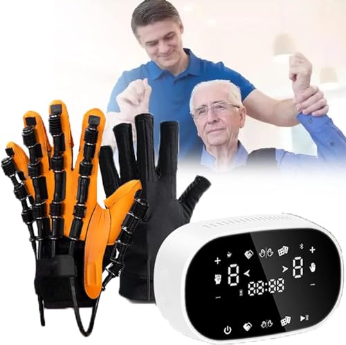 JMOZHCD Rehabilitations-Roboterhandschuhe, Finger- und Handgelenk-Trainingsgeräte für Schlaganfall-Hemiplegie, Fingerkorrektur-Orthesenschutz, Schlaganfall- und Handverbrennungspatienten (Left M) von JMOZHCD