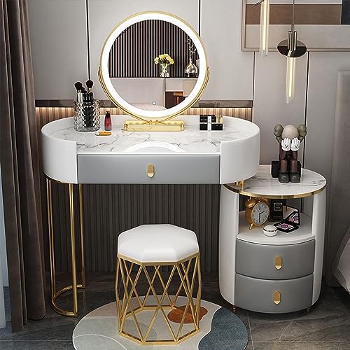 JMOZHCD Schminktisch, Schlafzimmer, modern, minimalistisch, für kleine Wohnungen, Schminktisch, Aufbewahrungsschrank, integrierter Leichter Luxus-Schminktisch (A 80cm) von JMOZHCD
