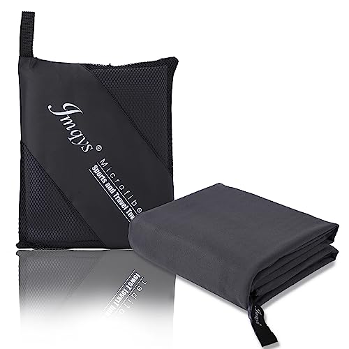 JMQYS Mikrofaser Handtuch Fitness Handtuch Sporthandtuch 160x80cm, Saugfähig Leicht Schnelltrocknend Sport Gym Handtuch Strandtuch Badetuch Reisehandtuch für Fitnessstudio Yoga Gym Strand, Dunkelgrau von JMQYS