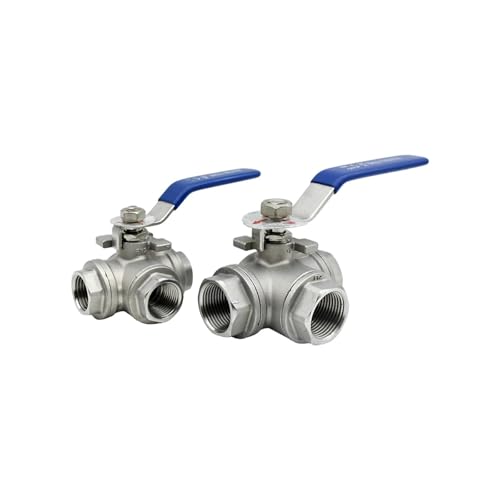 JMRTQMEC 1 Stück 304 316 Edelstahl Dreiwege-Kugelgelenk 1/4“-2” Buchse Vollanschluss T/L-Anschluss for Wasser und Gas(Sus304-t Type,0.5 Inch) von JMRTQMEC