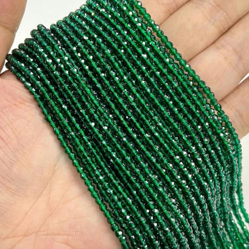 JMSDP 2 3 4 mm kleine grüne natürliche lose Edelsteinkristalle Smaragd Türkis Verkrustete Zirkon Jade Spacer Facettierte Perlen Zubehör-Nr. 32 K9 Kristall-3 mm ca. 130 Stück von JMSDP