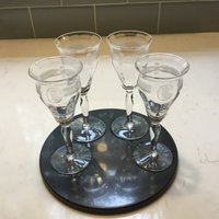 Antik Ätzkristall Cordials - 4Er Set Vintage Antike Likörgläser Portwein Gläser Madiera von JMSquaredVintage