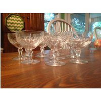 Antik Kristall Champagner Coupes Und Weingläser Oder Wasserkelche, Vintage Gläser, Antike von JMSquaredVintage