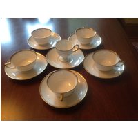 Antike Warwick China Tassen Und Untertassen - Set Von 6 Regency Muster Vintage Teetassen Antiker Teeservice von JMSquaredVintage