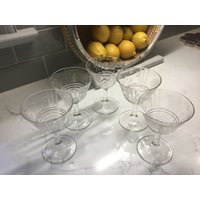 Vintage Ätzkristall Champagner Coupes Oder Hohe Sorbets - Set Von 5 Antike Gläser Geätzt von JMSquaredVintage