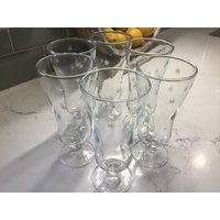 Vintage Geschliffene Kristall Eis Tee Gläser, Cocktail Gläserwater Goblets, Oder Parfait Gläser - Set Von 6 Quartex Stardust Hurricaine von JMSquaredVintage