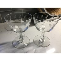 Vintage Kristall Champagner Coupes Oder Cocktailgläser - 2Er Set Antike Flöten, Champagnergläser von JMSquaredVintage